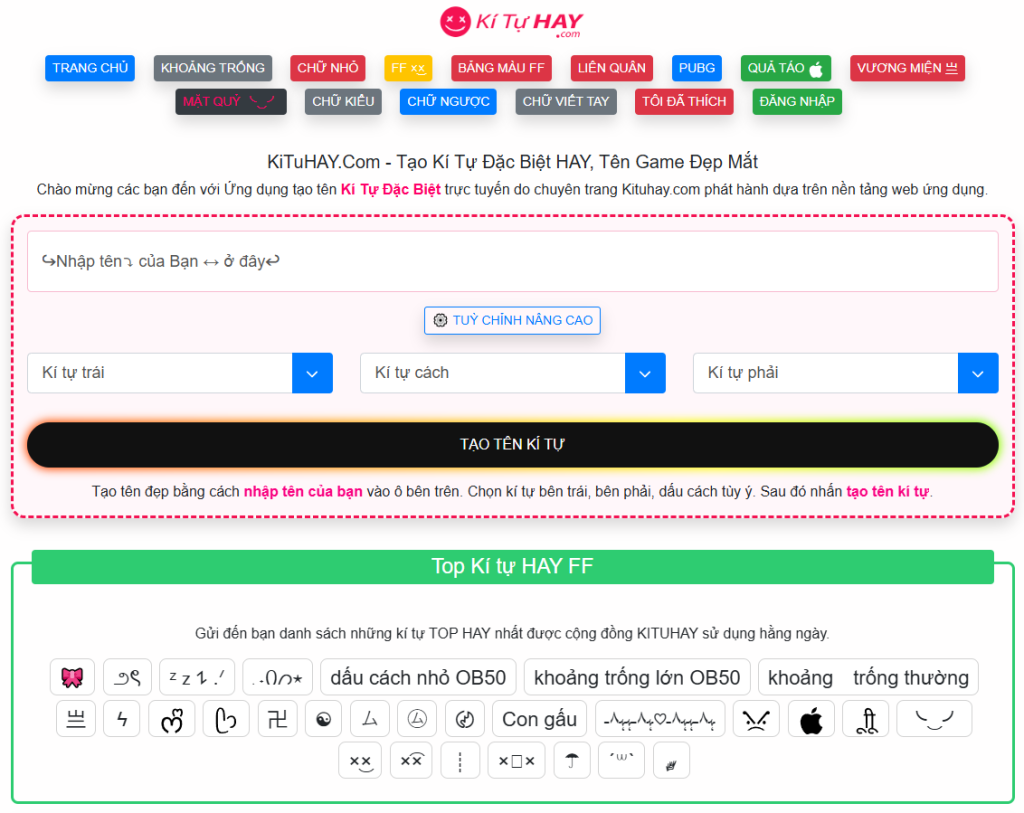 Giao diện website KiTuHAY.com