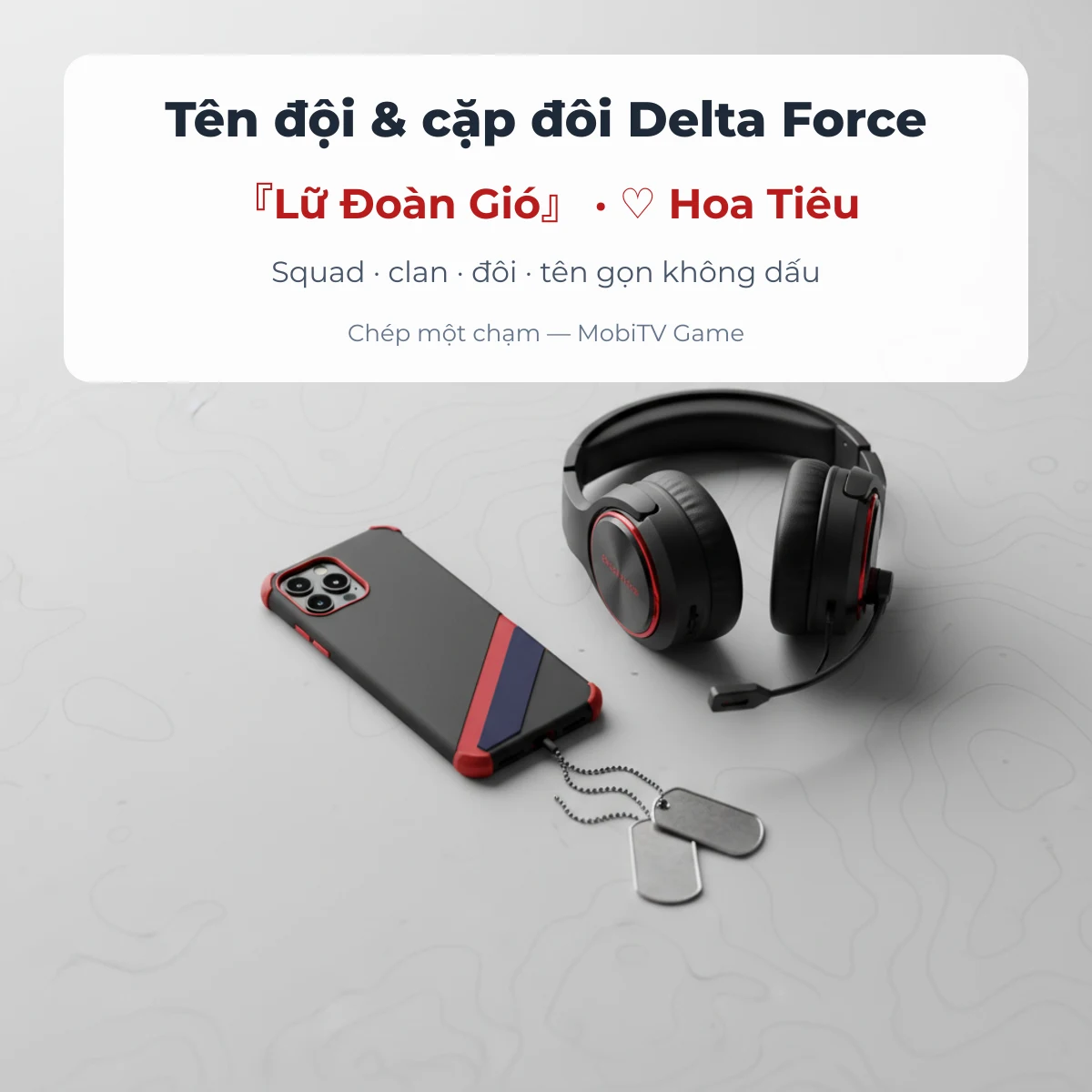 Tên đội Delta Force và tên cặp đôi, chép một chạm