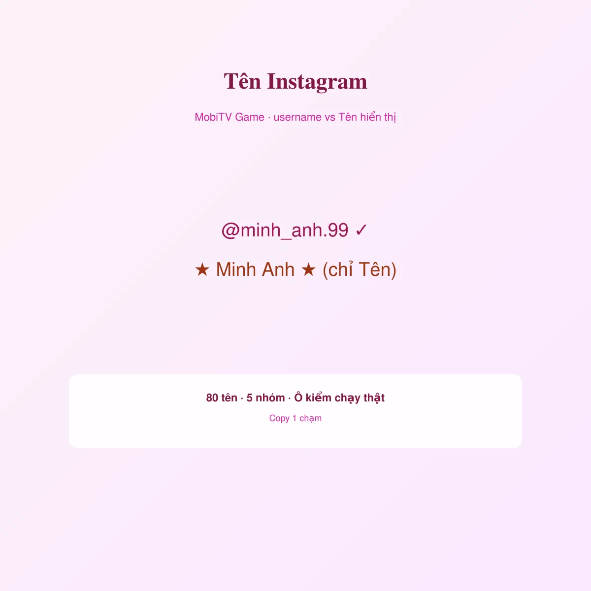 Tên Instagram: username chỉ chữ số, Tên hiển thị nhận kí hiệu trang trí
